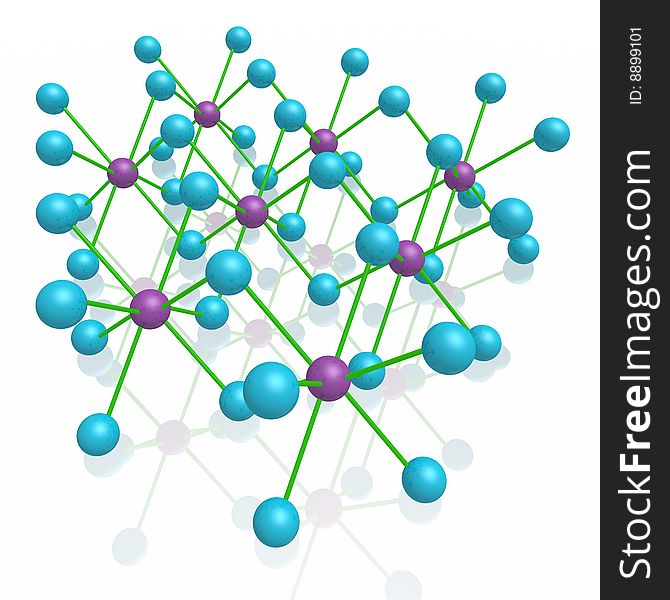 Model of a molecule from color spheres and rod