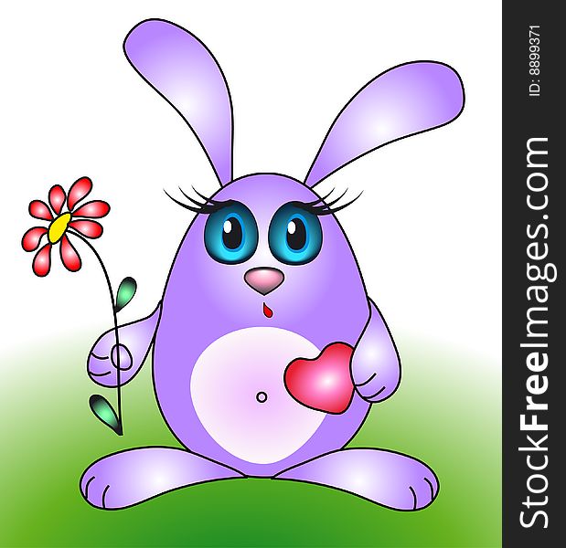 Little rabbit with a flower