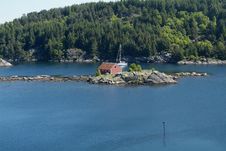 Sailboat In Norwegian Fjord Royalty Free Stock Photography Sailboat In Norwegian Fjord Royalty Free Stock Photography
