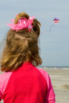 Beach Girl With Kite Royalty Free Stock Photo