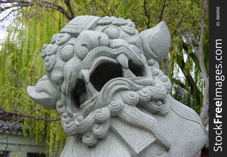 Stone lion statue