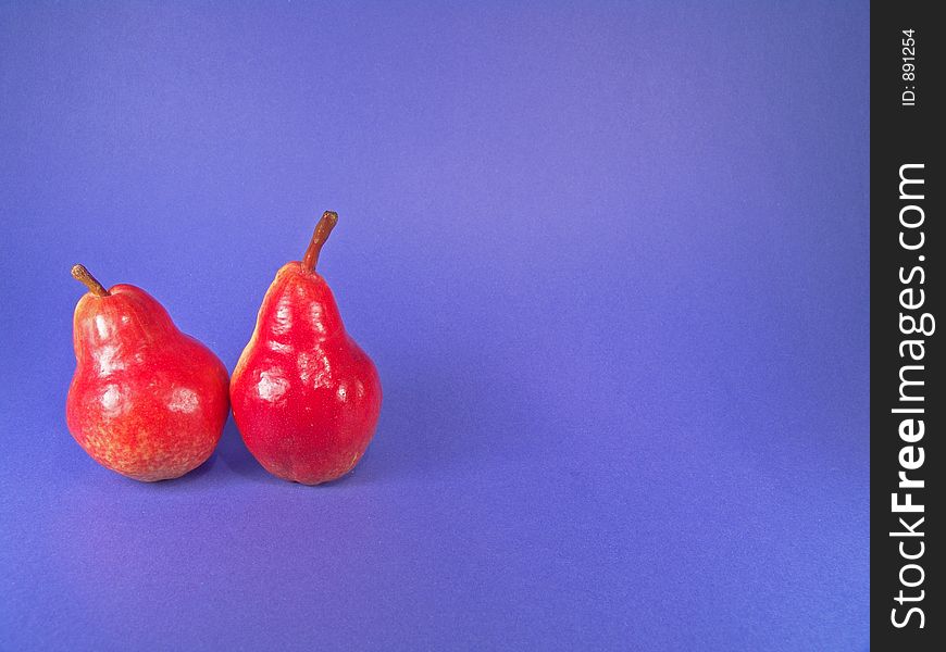 Red European organic pears (with open space). Red European organic pears (with open space)