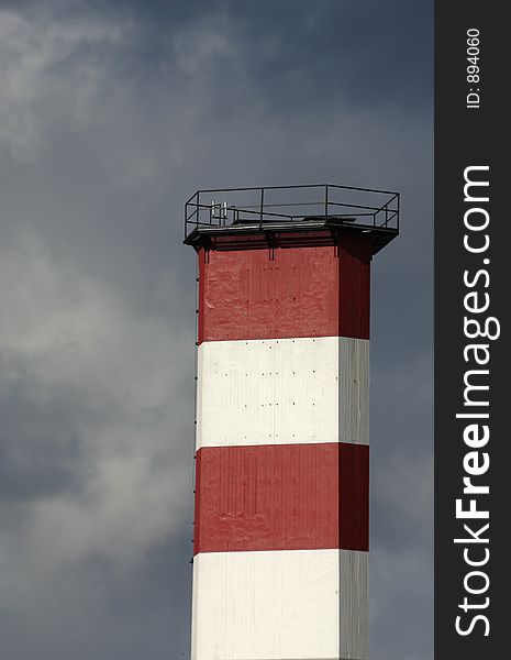 White and red chimney. White and red chimney