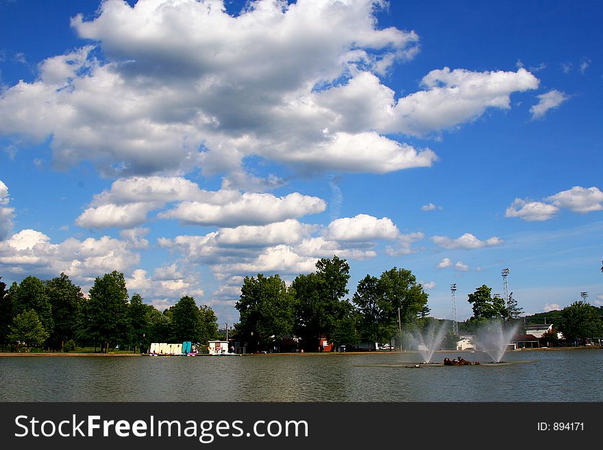 A sunny day in a city park. A sunny day in a city park