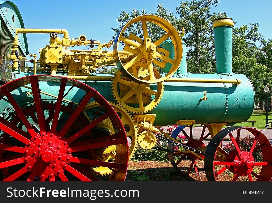 Old steam-fired tractor. Old steam-fired tractor
