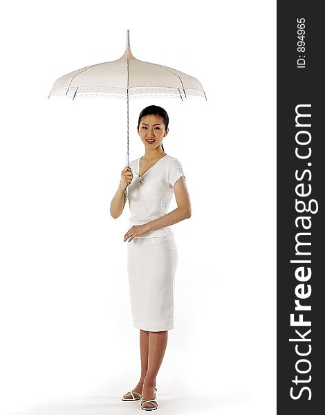 Model Holding Umbrella. Model Holding Umbrella