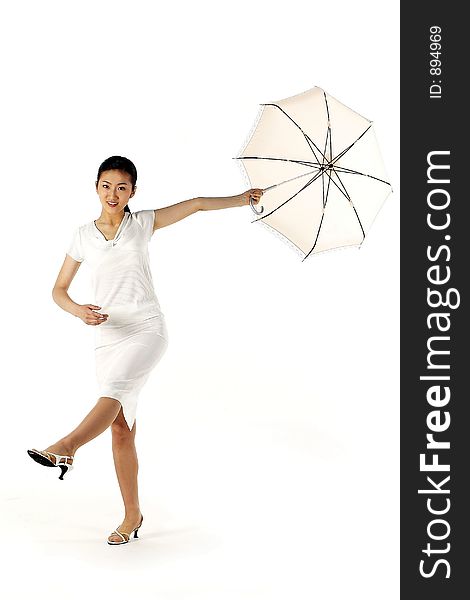 Model Kicking with Umbrella. Model Kicking with Umbrella