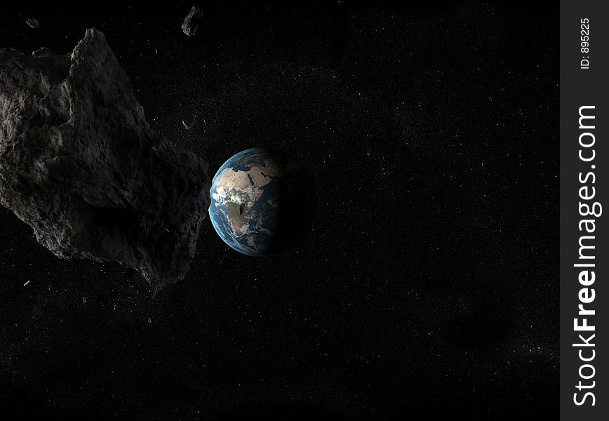Asteroid infront of earth. Asteroid infront of earth