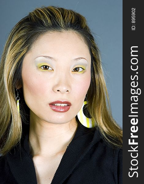 Headshot of a young Japanese woman. Headshot of a young Japanese woman