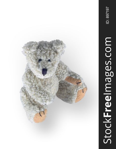 Old teddy, isolated on white and clipping path included. Old teddy, isolated on white and clipping path included