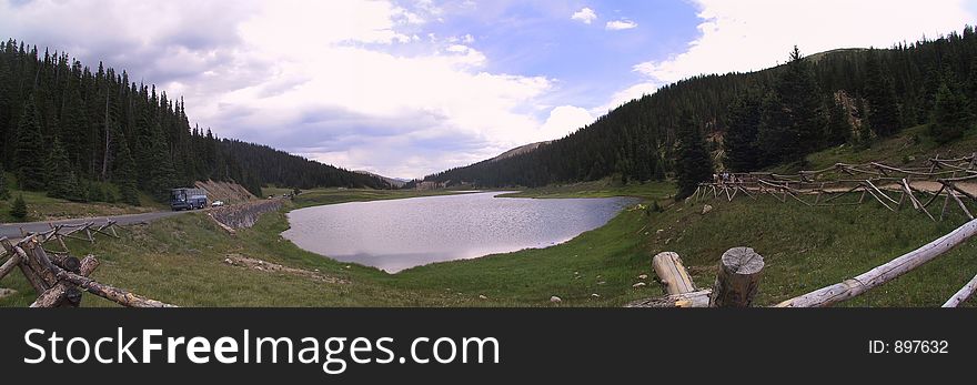 Panoramic of a lake in Rocky Mountain National Park, Colorado. Panoramic of a lake in Rocky Mountain National Park, Colorado