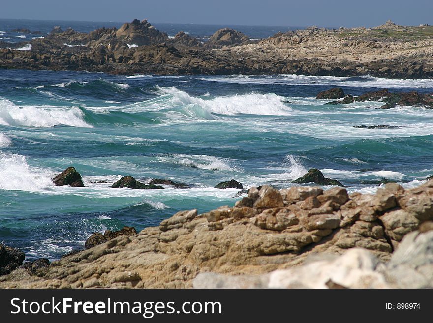 Rugged Rocks Of Pacific Coastline