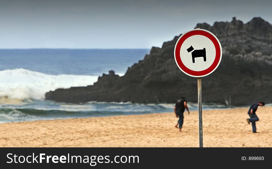 Dogs ban sign on the beach. Dogs ban sign on the beach