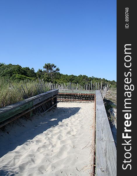 A sandy walkway to the beach in Charleston, SC. A sandy walkway to the beach in Charleston, SC