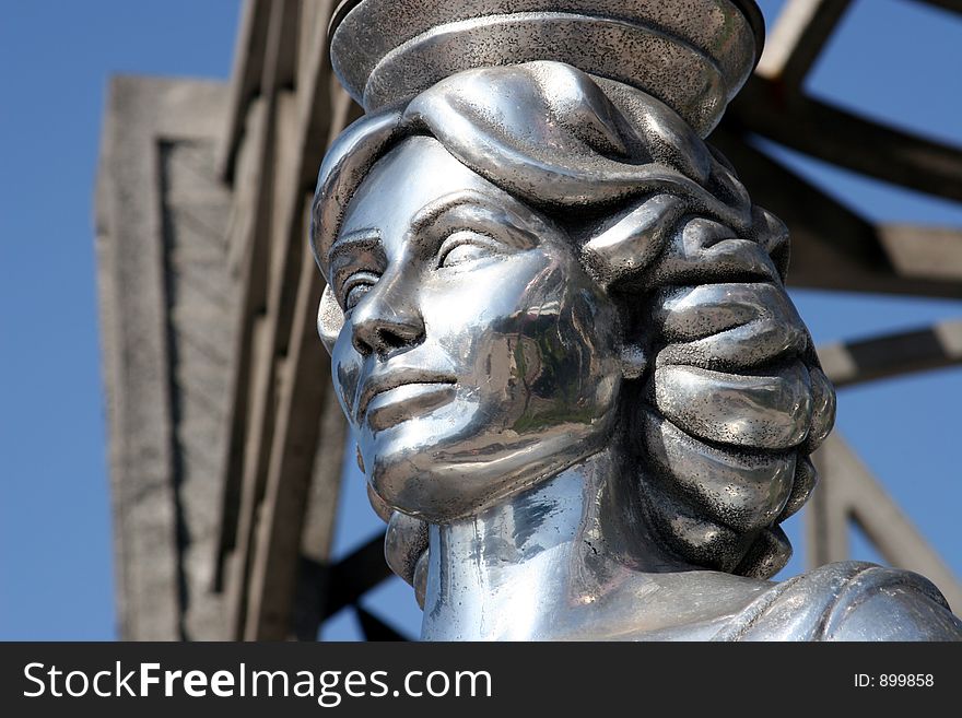 Steel statue of a female. Steel statue of a female