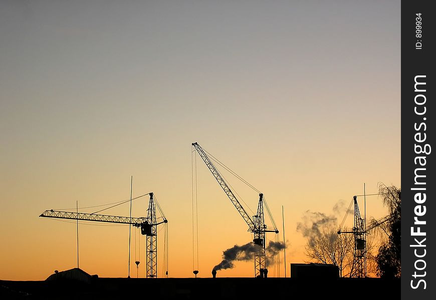 Industrial landscape on a background of evening sky.