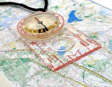 Compass On A Map Royalty Free Stock Images Compass On A Map Royalty Free Stock Images