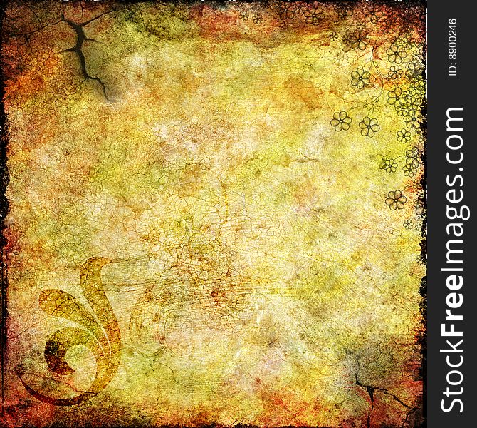 Abstract grunge background with stains, cracks, texture, floral and frame. Abstract grunge background with stains, cracks, texture, floral and frame