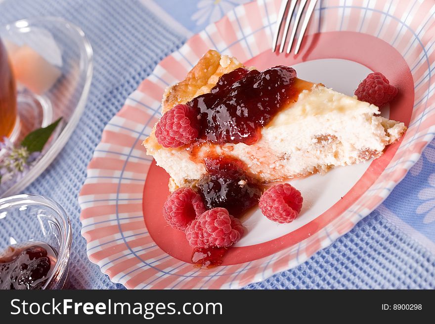 Food series: yummy cheese-cake on the plate