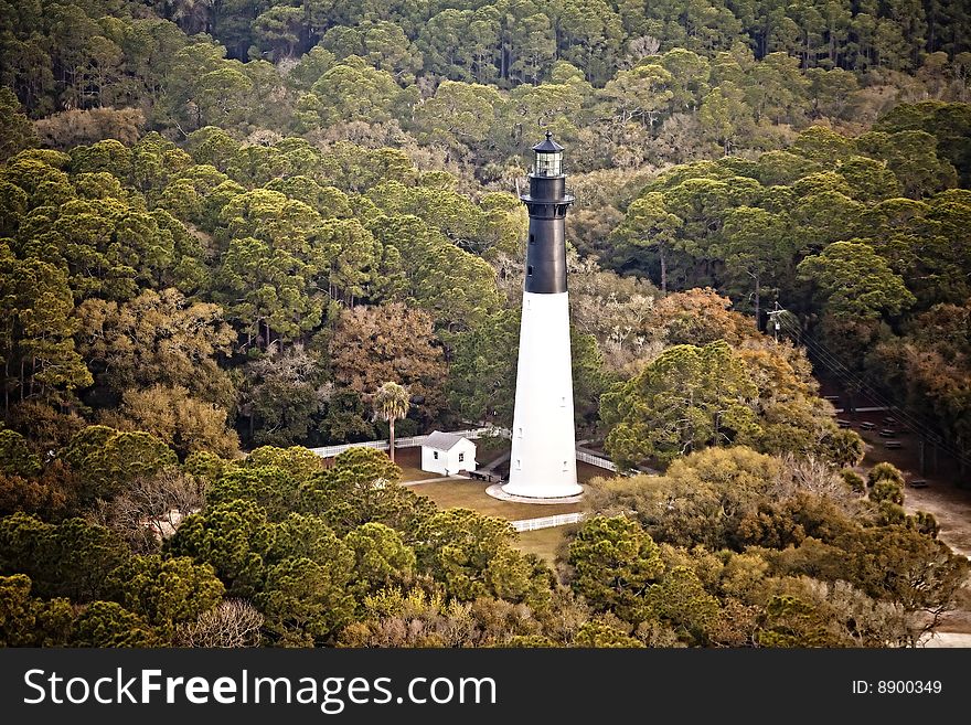 Lighthouse aerial view hdr