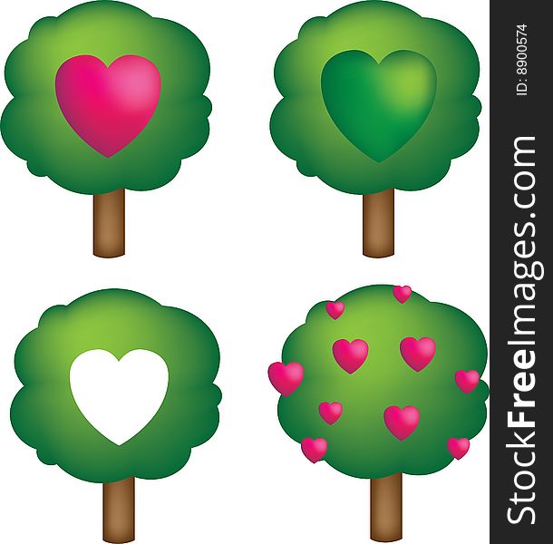 A collection of 4 simple vectors that illustrate loving the environment and nature. A collection of 4 simple vectors that illustrate loving the environment and nature