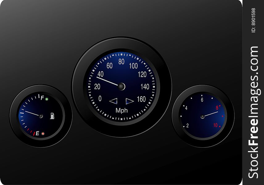 Vector speedometer isolated on black