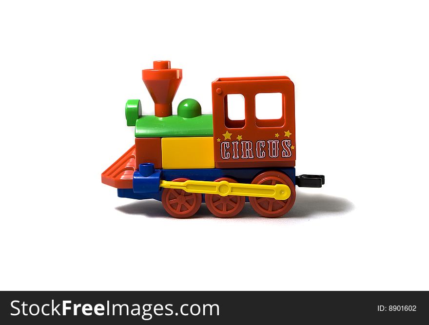 Model of a steam locomotive on a white background. Model of a steam locomotive on a white background