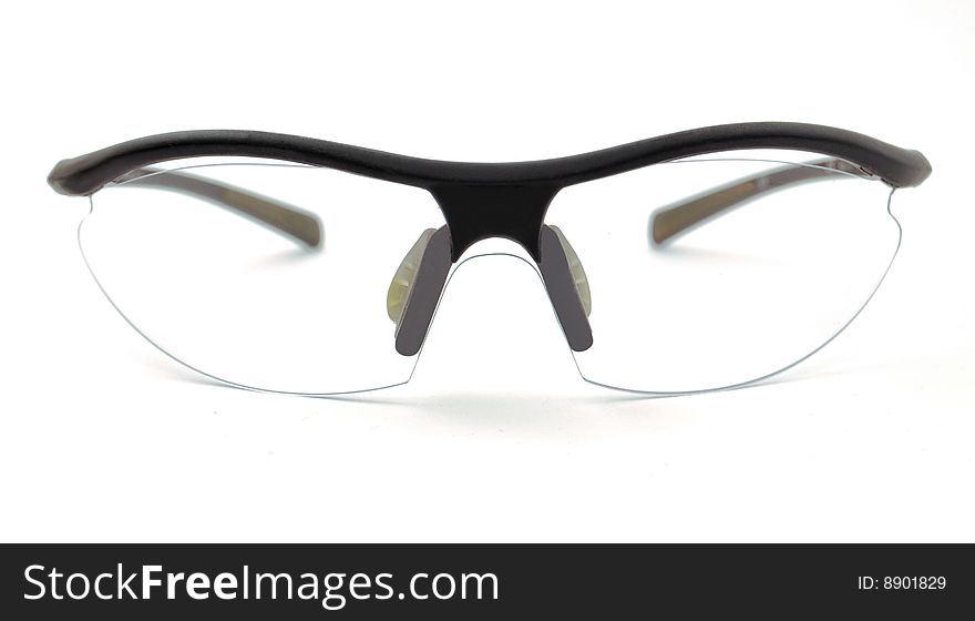 Beautiful transparent sports glasses on a white background