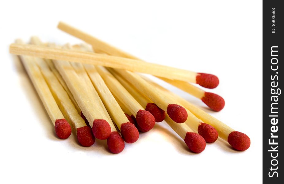 Close up image of a pile of red matches. Close up image of a pile of red matches