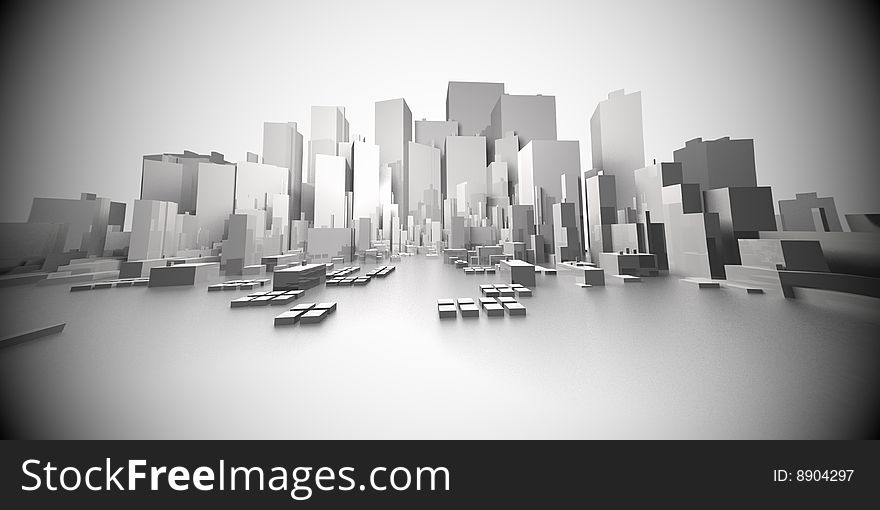 Bordered cityscape, ready to use for designers and publishers.