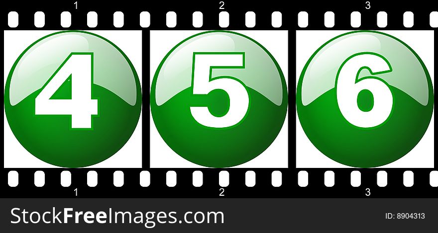 4,5,6 green number film strip, ready to use for designers and publishers.