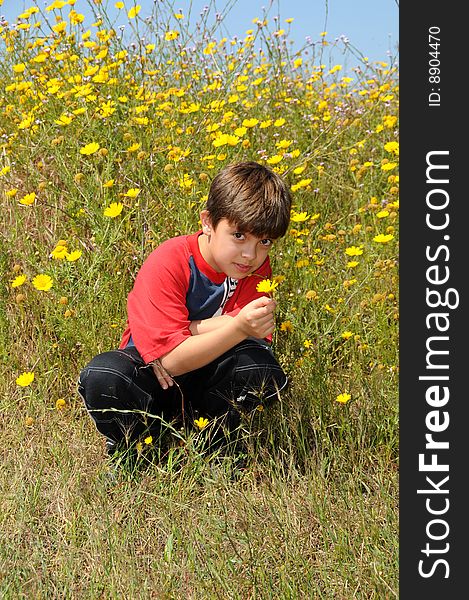 The boy with yellow single Flower.Israel