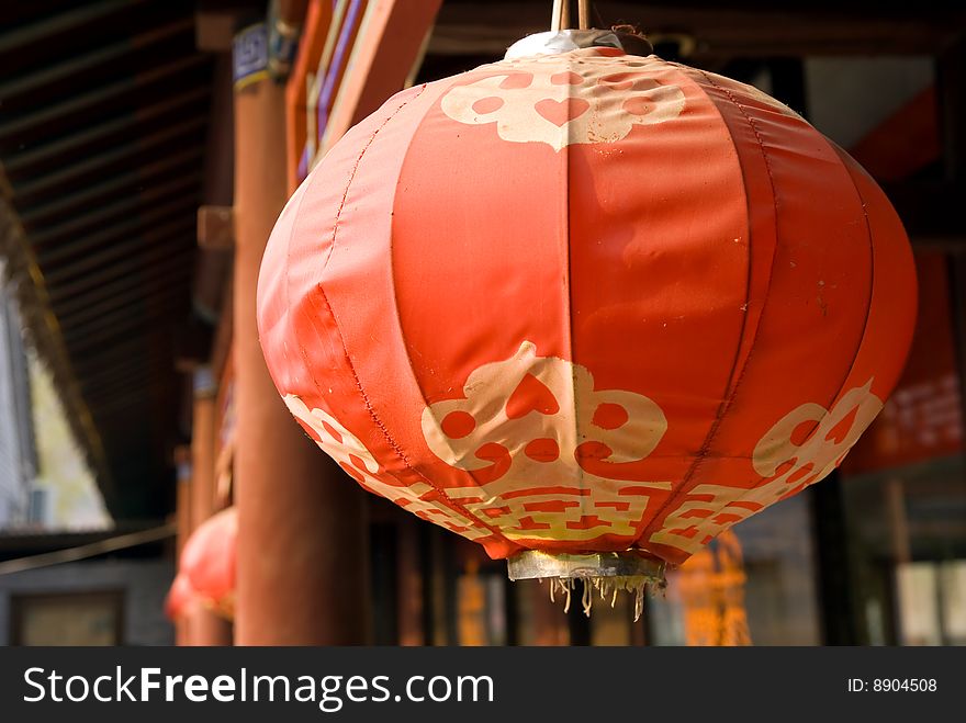 Traditional red chinese lamp outdoor