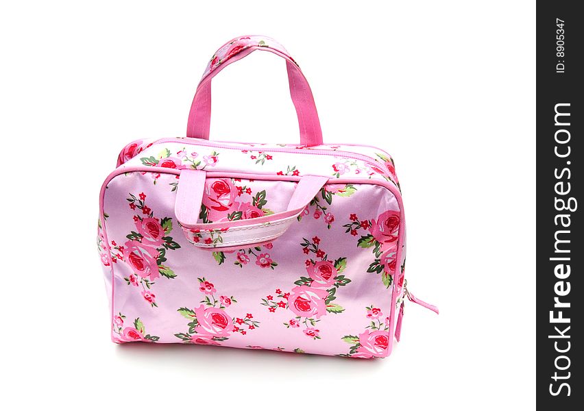 Pretty floral make up bag on white. Pretty floral make up bag on white