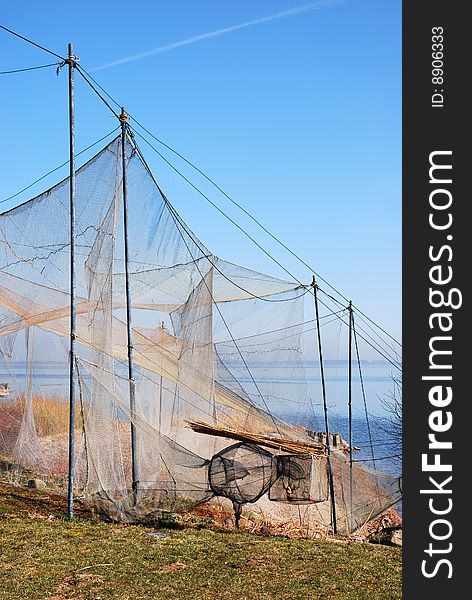 The nets for catching birds in ringing centre