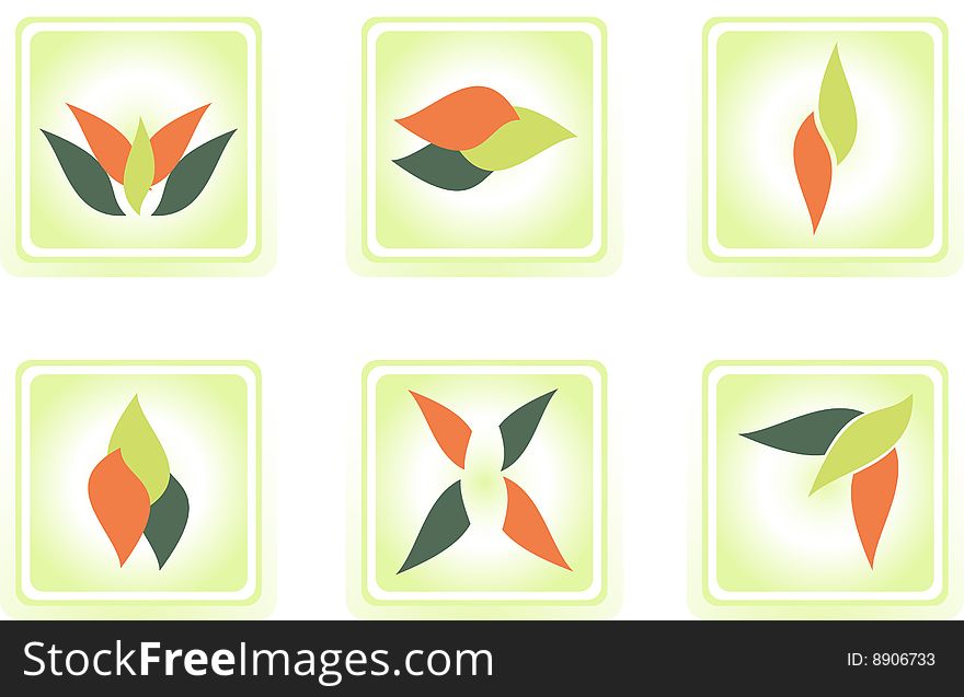Set of glossy vector-icons - 6 items. Set of glossy vector-icons - 6 items