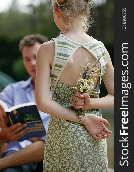 Young girl with flowers