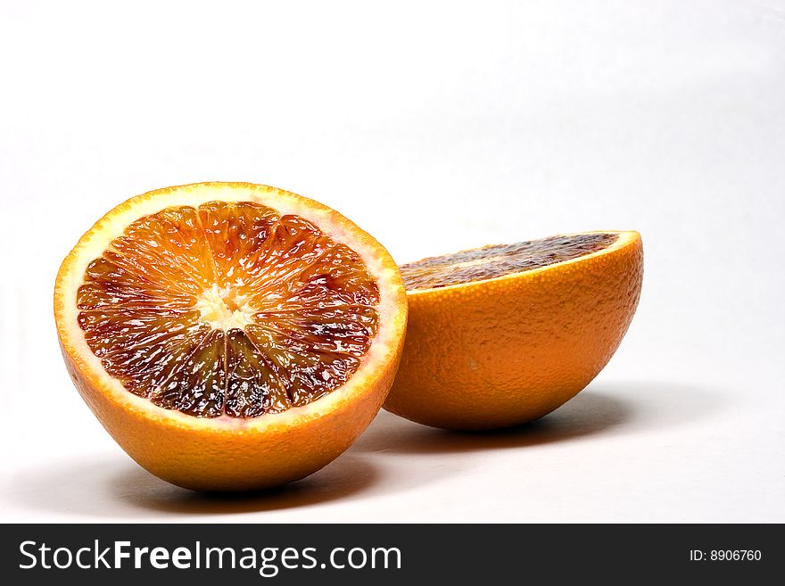 Sliced orange on a white background