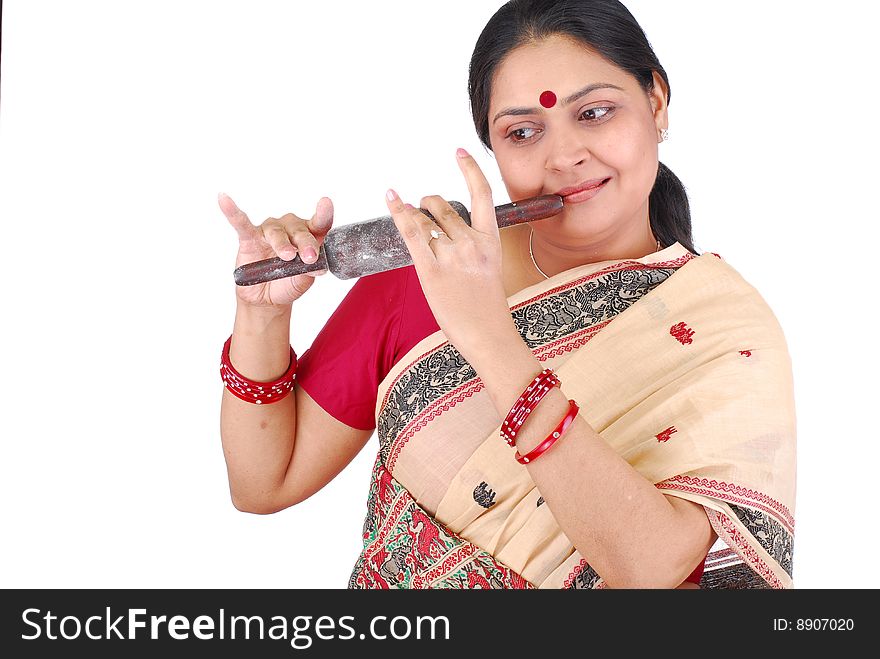 Indian Housewife In Saree
