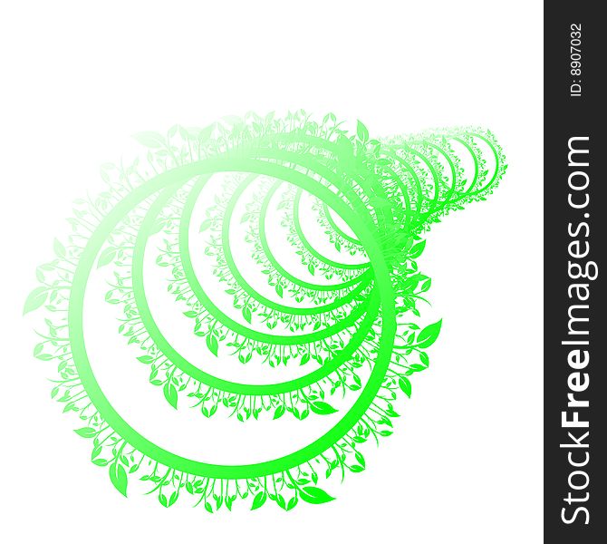 Floral green circle, vector illustration