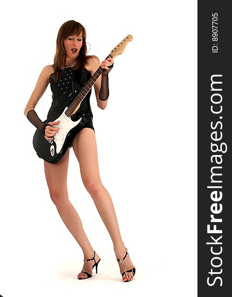 Woman Playing Electric Guitar