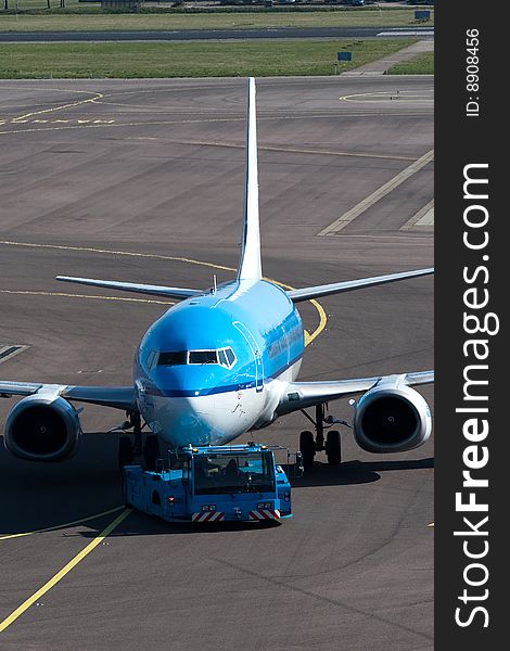 An airplane which is ready for boarding. An airplane which is ready for boarding