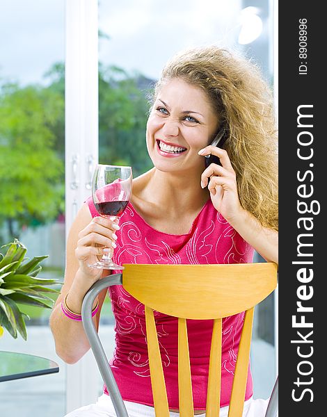 Portrait of young beautiful woman with mobile phone. Portrait of young beautiful woman with mobile phone