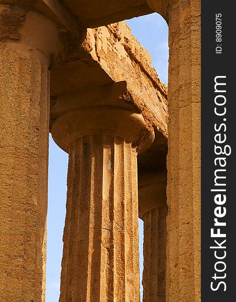 Extraordinary greek temple in the Valley of the Temples in Agrigento - Sicily. Extraordinary greek temple in the Valley of the Temples in Agrigento - Sicily