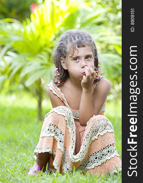 Portrait of little girl having good time in summer environment. Portrait of little girl having good time in summer environment