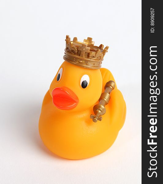 A rubber duck with a crown and sceptre. A rubber duck with a crown and sceptre.