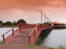 Red Wooden Bridge Royalty Free Stock Photography Red Wooden Bridge Royalty Free Stock Photography