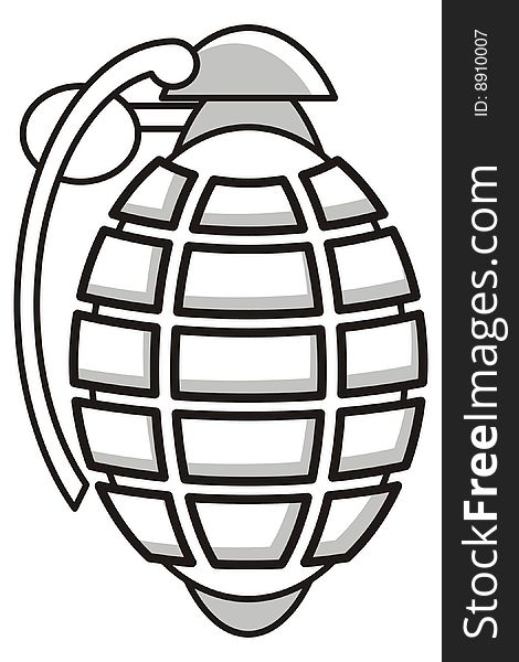 Cartoon art illustration of a grenade