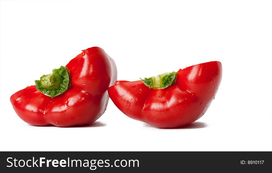 Red sweet pepper on a white background