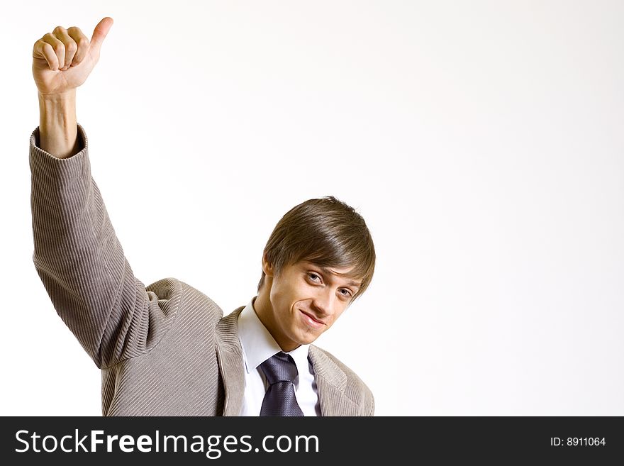 Businessman victory sign